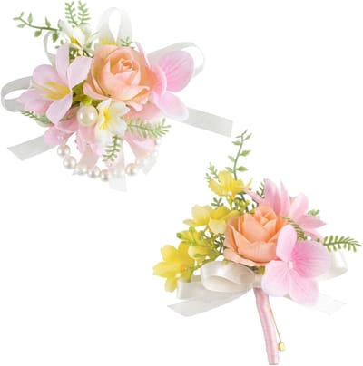 Bruiloft Corsage Set - Speld en Armband - Feestelijke Decoratie - Kunstgele Roos - 10x10 cm - Veelkleurig