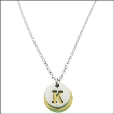 Aramat Jewels | Halskettingen | Stalen Initiaal Ketting met Ronde Letter Hanger – Gepersonaliseerde Ketting | K | |1,5mm | Staal | Volwassenen | Verkleurd niet