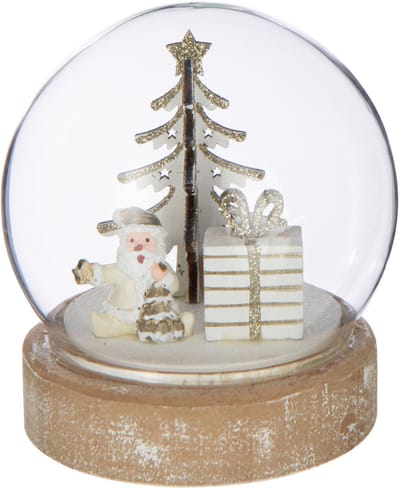 J-Line waterbal Kerstman - multiplex - wit/goud - LED lichtjes
