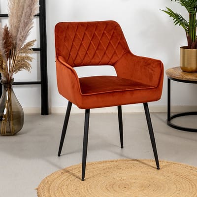 Bronx71® Velvet eetkamerstoel Mika koper - stoel