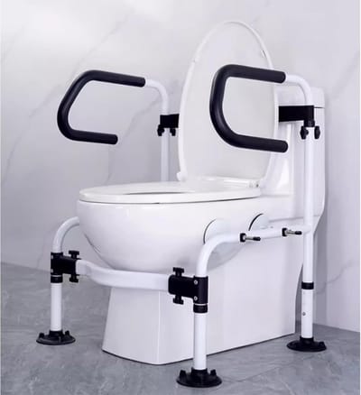 Toiletbeugel - Badkamer Steun - Veilige Ondersteuning - Verstelbare Hoogte Breedte - 63x53x68.5 cm - Wit
