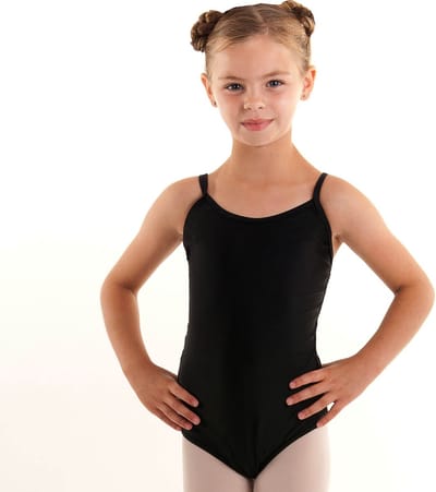 Dancer Dancewear - Balletpakje met spaghettibandjes in glanslycra "Giselle" - Zwart - Meisje - Maat 104/110 (6 jaar)