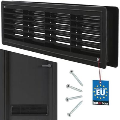 Ventilatierooster 13,5 x 48,8 cm - Zwart kunststof deurventilatie rooster voor optimale luchtcirculatie