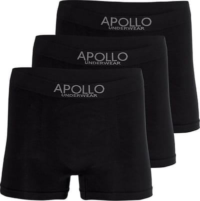 Apollo heren boxershorts naadloos - maat M - 3-pack - zwart