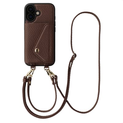 Selencia Hoesje - Geschikt voor Apple iPhone 17 - Sera Koordhoes met pashouder envelop - Chocolate Brown