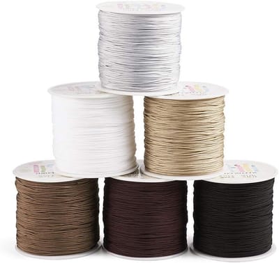 6 Kleuren 0.8mm Gevlochten Nylon Kralendraad voor Chinese Knopen en Shamballa Macramé Touw voor Sieraden, Armbanden en Kettingen Maken