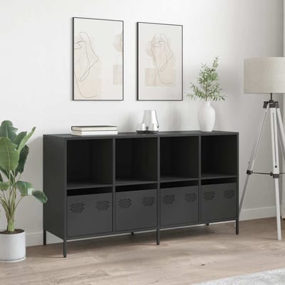 vidaXL - Dressoir - 135x39x73,5 - cm - koudgewalst - staal - zwart