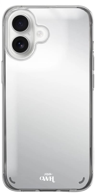 xoxo Wildhearts hoesje met spiegel - Geschikt voor iPhone 17 - Mirror Case - Spiegelhoesje - Transparant - Siliconen case met spiegel - Schokbestendige backcover - Telefoonhoesje