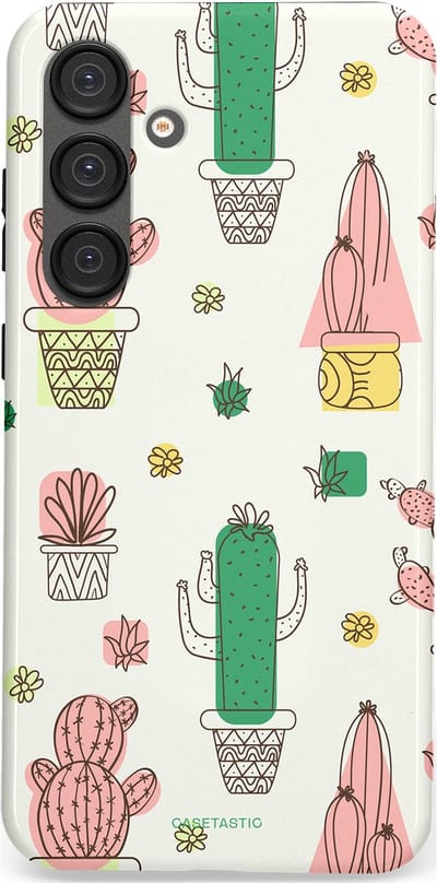 Casetastic Hoesje Geschikt voor Samsung S25 Plus - Stijlvolle Beschermende Duo-layer Case - Vrolijke cactus