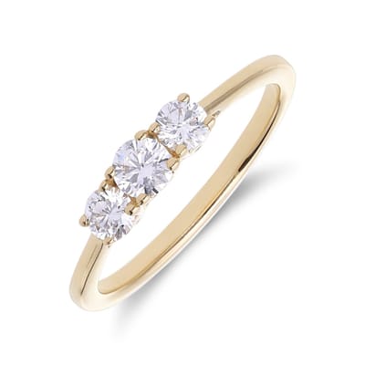 Lucardi Dames 14 karaat geelgouden ring met lab grown diamant 0,490ct voor dames - Ring - 14 Karaat Goud - Goud - 16 / 50 mm