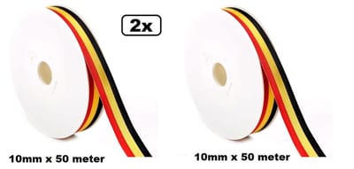 2x Medaille lint zwart/geel/rood 50 meter - nationale vlag lint