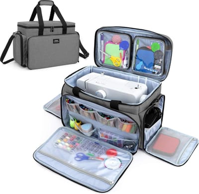 Naaimachinetas, draagtas voor naaimachines, compatibel met de meeste standaard naaimachines en accessoires (lege tas), grijs