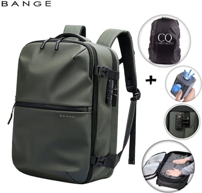 CarryQuest® - BANGE Vacuüm Rugzak circa 20-36L - Handbagage Rugzak met Vacuum Compressie - Vacuum Backpack met Compressiesysteem - Laptopvak 15.6 inch - Waterafstotend - Groen