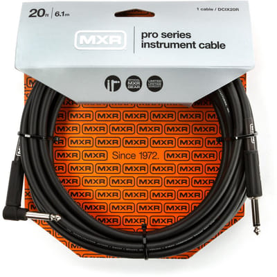 MXR Pro Series - Instrumentkabel - Jack Recht naar Jack Haaks - 6 Meter - OFC Geleiders - 95% Afscherming - Zwart - Gitaar en Bas