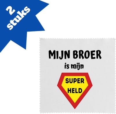 Akyol - mijn broer is mijn superheld brillendoekjes - Broer - super broer - verjaardag - cadeautje voor broer - broer artikelen - kado - geschenk - 17,8 bij 17,8 cm - 2 stuks