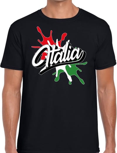 Italia/Italie landen t-shirt spetter zwart voor heren - supporter/landen kleding Italie S