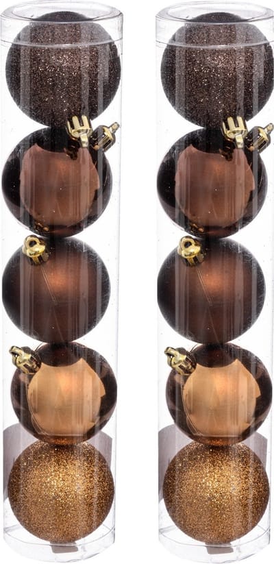 Atmosphera kerstballen - 10x stuks - brons - kunststof - 5 cm