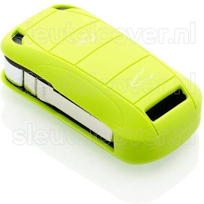 Autosleutel Hoesje geschikt voor Porsche - SleutelCover - Silicone Autosleutel Cover - Sleutelhoesje Lime groen