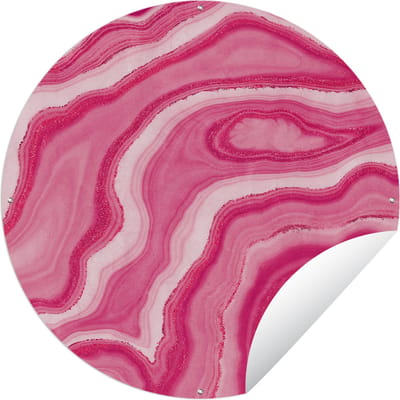 Tuincirkel Roze - Geode - Agaat steen - Edelstenen - 60x60 cm - Ronde Tuinposter - Buiten