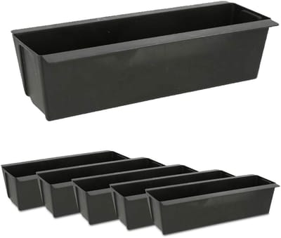 Dailygoods- Plantenbak set van 6 - Plantenbak voor europallets - Kunststof - Weerbestendig - Zwart - Afmetingen 36,8 x 12,6 x 9,4 cm - Bloembak