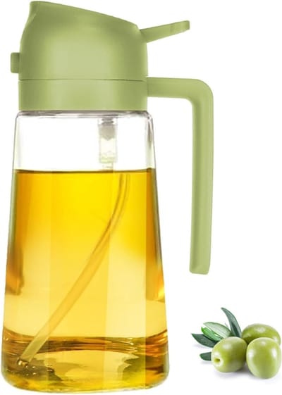 Flow Goods 2-in-1 Olijfolie Sprayer & Dispenser – Groen - Olie Sprayer - Oliefles met Schenktuit - 470 ML