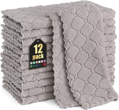 SnelShoppen - Microvezeldoeken 12 stuks - Wasbare, Lintvrije, Zachte Schoonmaakdoeken - Multifunctioneel voor Keuken, Drape en Huishouden - 25x25 cm,