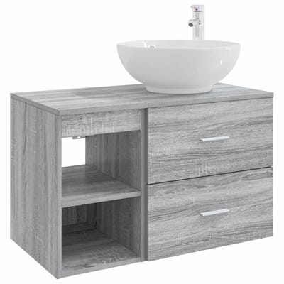 vidaXL - Badkamermeubel - Set - 2 - st - Grijs - Sonoma - Bewerkt - hout