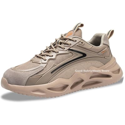 Veiligheidssneakers Ademende Werkveiligheidsschoenen Voor Heren Dames Werksneakers Composiet Neus Anti-Verpletterend Beschermende Schoenen Lichtgewicht 39 beige