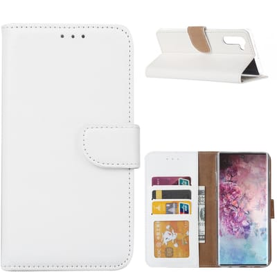 Ntech Hoesje Geschikt Voor Samsung Galaxy Note 10 Portemonnee / Booktype hoesje - Wit