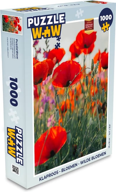 Puzzel Klaproos - Bloemen - Rood - Paars - Weide - Legpuzzel - Puzzel 1000 stukjes volwassenen