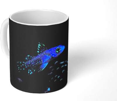 Mok - Koffiemok - Vis - Stippen - Koraal - Blauw - Mokken - 350 ML - Beker - Koffiemokken - Theemok