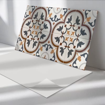 Wallfluent Vinyl Wandpaneel - Geruit bloemenpatroon Wandpaneel PVC - 100 cm x 50 cm - Grijs Vinyl Wandpaneel - Set van 1 - Rechthoekig Wandbekleding Vinyl - Texturen Wandpaneel - Zelfklevend Wandpaneel - Wandpaneel Keuken en Badkamer