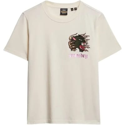 Superdry - Old School Tattoo T-shirt met relaxte pasvorm - Dames - T-shirts