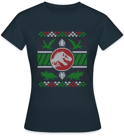 Jurassic World Kerstmis Ontwerp Met T-Rex T-Shirt Dames