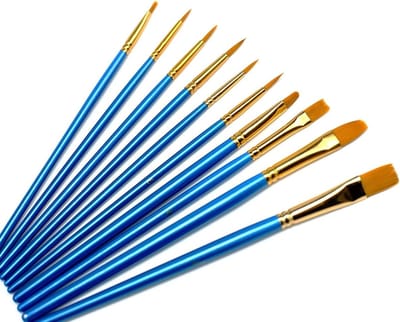 Set van 10 Multifunctionele Verfkwasten van Nylon - Houten Kunstbenodigdheden voor Acryl- en Olieverf, Perfect voor Schilderen en Creatieve Projecten