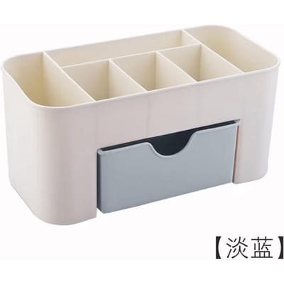 Tiroir de bureau nordique, boîte de rangement de cosmétiques, boîte de rangement de pinceaux de maquillage, bijoux, rouge à lèvres, masque, compartiment, mallette de rangement de cosmétiques bleu