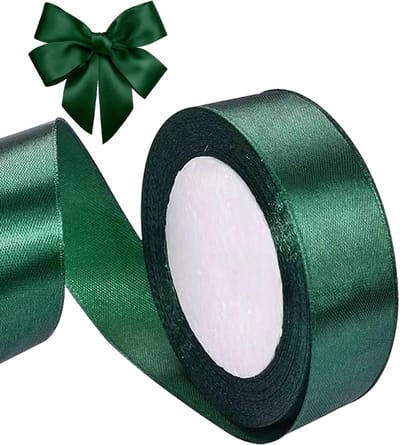 Kerst, Verjaardag en Valentijnsdag Cadeauverpakkingslinten, 20mm Breed, 23m Donkergroen Satijnen Lint voor DIY Creaties en Haarstrikken