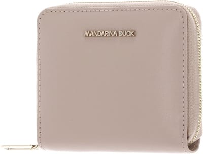 MANDARINA DUCK Leren Portemonnee Luna Zip Wallet Whitecap Gray Beige