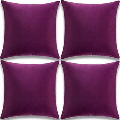 Decoratieve Kussenhoezen Set van 4 - Fluwelen Decoratieve Kussens voor Woonkamer, Slaapkamer en Auto - 40x40 cm - Aubergine Paars