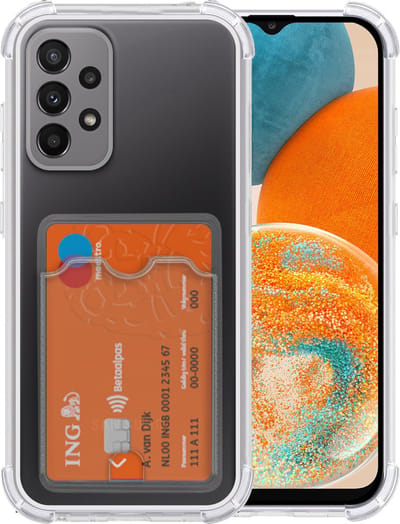 Samsung Galaxy A23 hoesje met pashouder shockproof backcover - Transparant