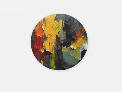 Rond Schilderij - Kleurrijke Abstract - Muurcirkel op Dibond - Moderne Wanddecoratie - 40 cm