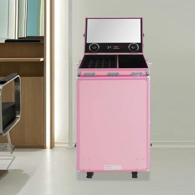 RFWR® Verplaatsbare manicuretafel met make-upkoffer en 4 laden - Opvouwbaar en mobiel voor kappers en schoonheidsspecialisten