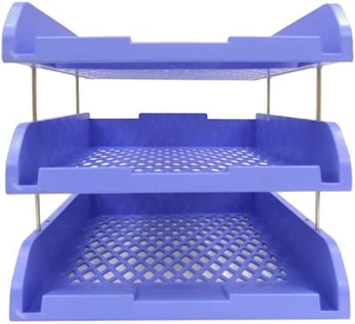 Bureau Organizer - Opbergmap Archief - Documenten Sorteren - Drielaags Ontwerp - 25x33x26 cm - Blauw