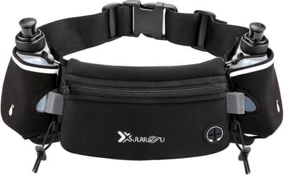 Sport Heupband - Hardloopband Telefoonhouder - Sportband - Drinkgordel - Running belt Bidonhouder - Hardloopriem met drinkflessen - Zwart - Onesize