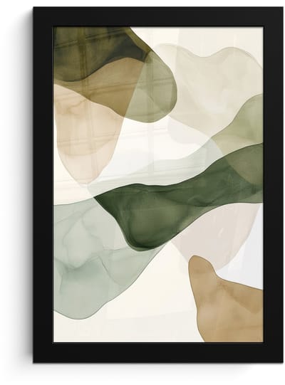 Poster in lijst - Fotolijst 20x30 cm - Posters - Japandi - Abstract - Groen - Posterlijst zwart - Decoratie - Wanddecoratie woonkamer - Muurdecoratie slaapkamer
