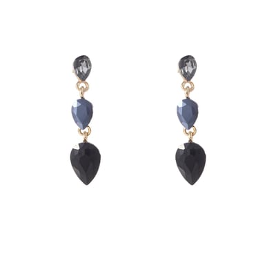 Go Dutch Label Oorknoppen 3 Stone Dangle Goud Black