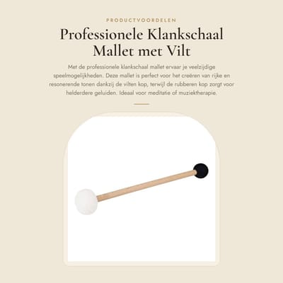 Dailygoods- Klankschaal Professionele Mallet - Dubbele Mallet - Vilt/Rubber - 23x3,5x3,5cm - Voor Tibetaanse Klankschalen - Veelzijdig Gebruik