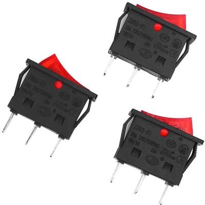 Dailygoody - Tuimelschakelaar - Waterdicht - Rood - 3-pins aan/uit - Controlelampje - Geschikt voor boot - 30 A, 250 V/125 V