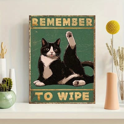 Canvas poster - Kat op toilet - muurposter - binnenposter - katten- Toilet poster - muur poster - Kado - Zonder lijst - Posters - Vintage posters - Trendy