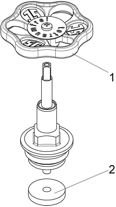 Schlösser Armaturen JS Vetkamerbovenstuk, doorlaat-/schuine zitting ventiel, met stijgende spindel, DN50, 2'', van messing, met EPDM afdichting, 0018015000001